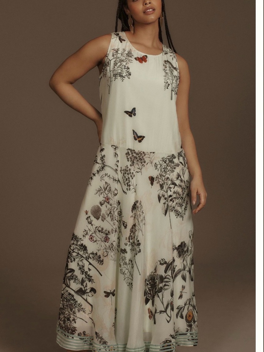 Rare Kavita Bhartia Anthro Butterfly Hand-Block Print Maxi Dress Size large $268 - Picture 5 of 8